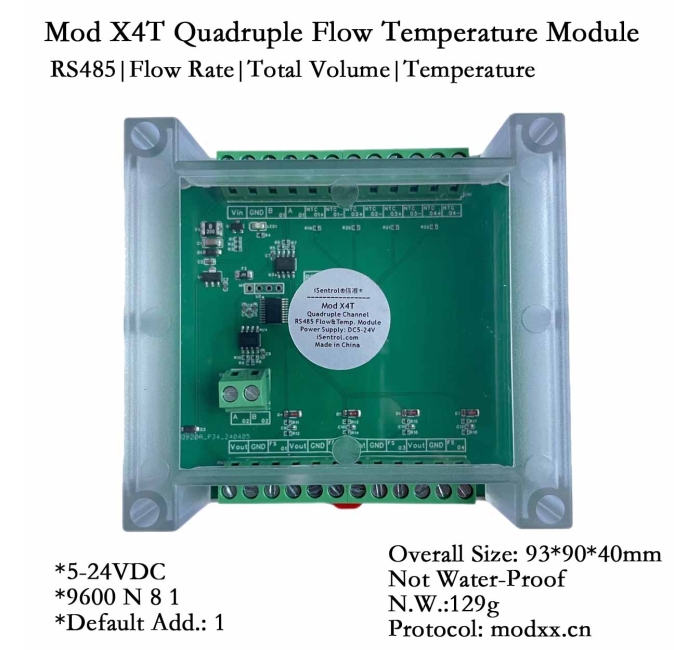 Mod X4T Four Channel Flow Sensors and Four Channel Temperature Sensors
