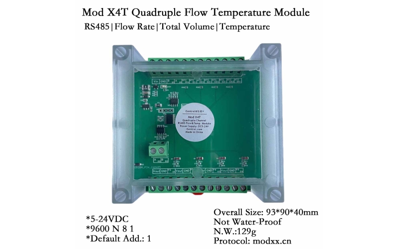 Mod X4T Four Channel Flow Sensors and Four Channel Temperature Sensors
